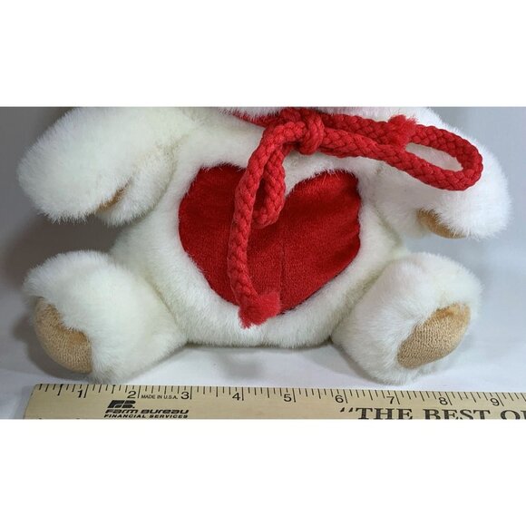 Vintage Commonwealth 1993 White Plush Dog Stuffed Animal Red Valentine Heart Bow - Picture 8 of 9